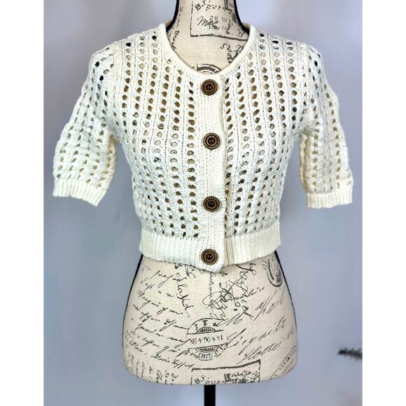 525 America Adele Cropped Short Sleeves Cardi Chalk size S - Picture 6 of 14